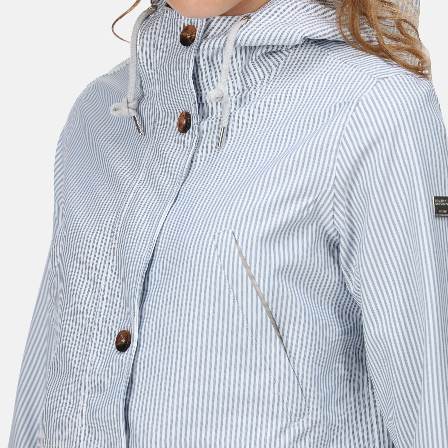 Regatta Womens/Ladies Nahla Stripe Waterproof Jacket (Tickin) - Image 4