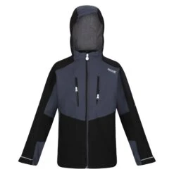 Regatta Childrens/Kids Highton III Waterproof Jacket (Black/India Grey)