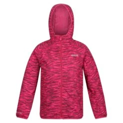 Regatta Childrens/Kids Volcanics VI Zebra Print Waterproof Jacket (Berry Pink)