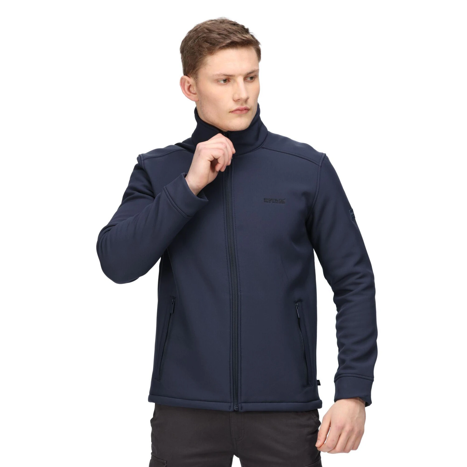 Regatta Mens Caelum Soft Shell Jacket (Navy/Black Marl) - Image 4
