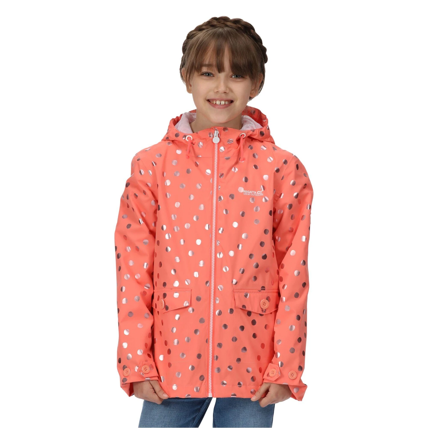 Regatta Childrens/Kids Belladonna Waterproof Jacket (Fusion Coral) - Image 4