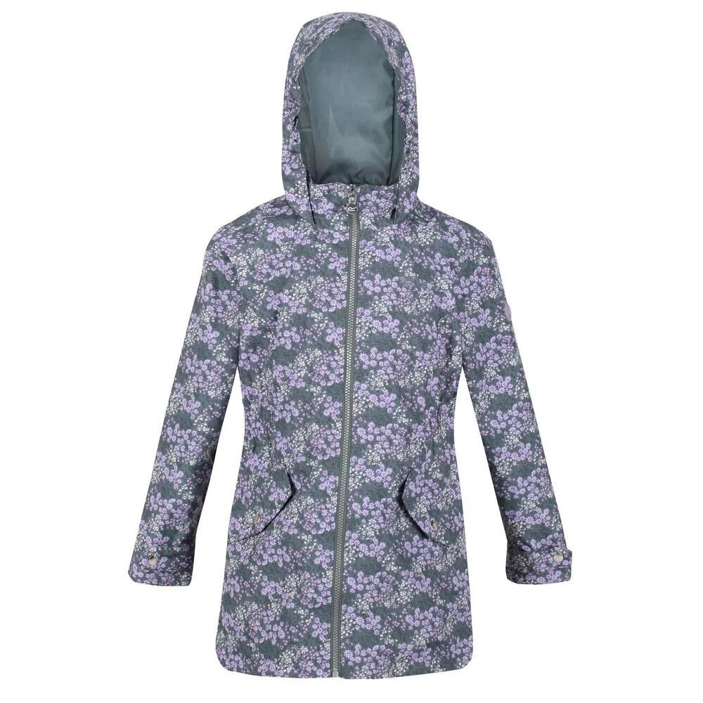 Regatta Girls Talei Floral Waterproof Jacket (Balsam Green)