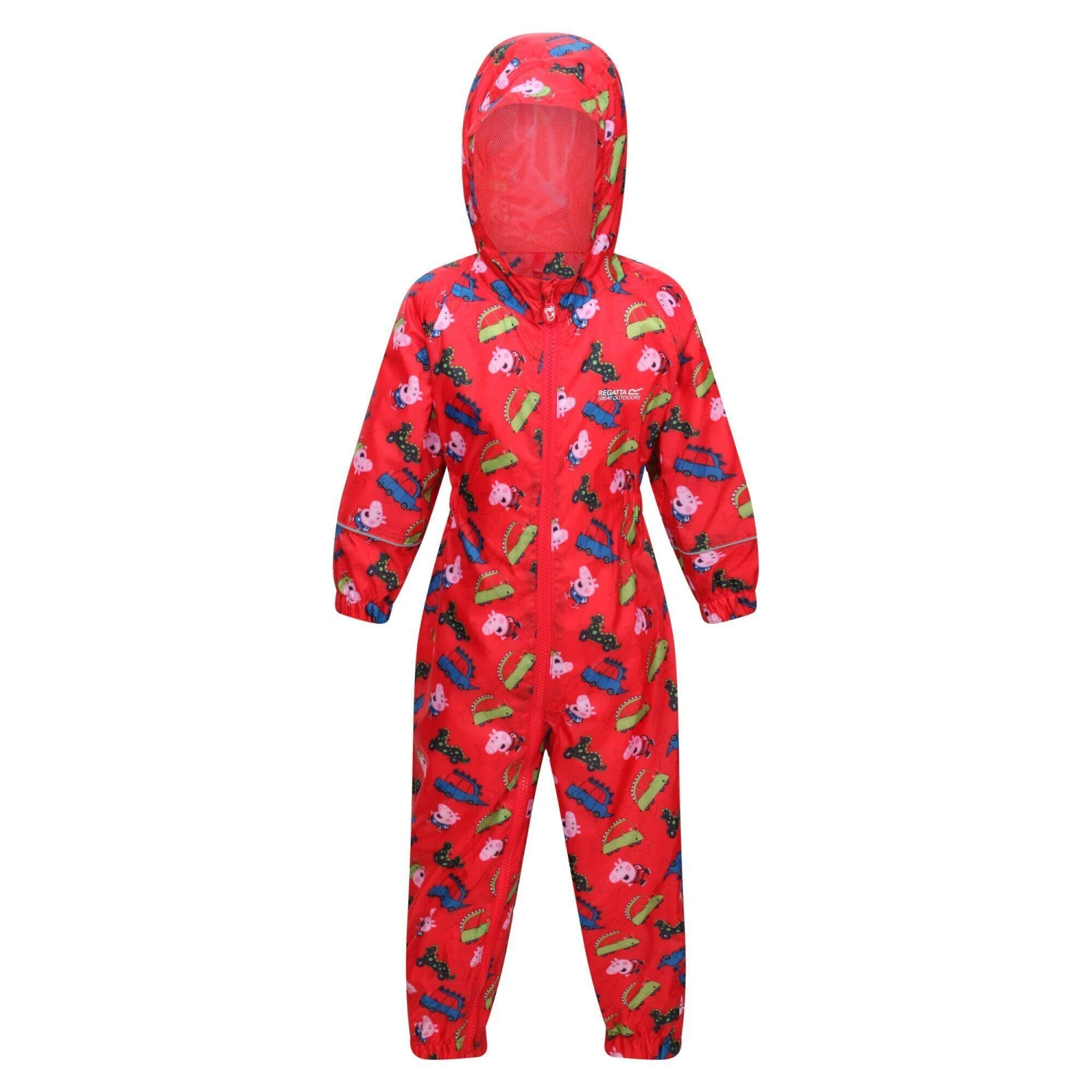 Regatta Childrens/Kids Pobble Peppa Pig Dinosaur Waterproof Puddle Suit (True Red)