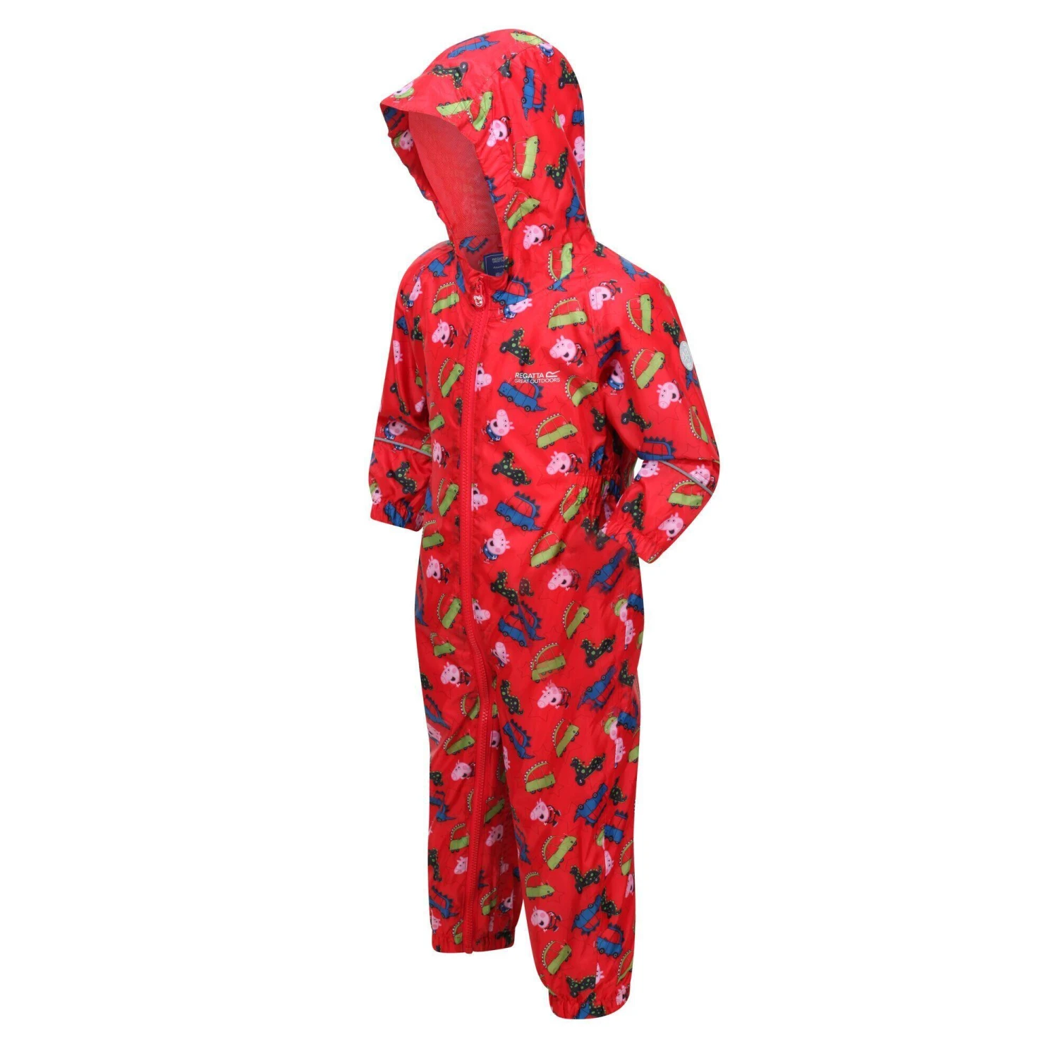 Regatta Childrens/Kids Pobble Peppa Pig Dinosaur Waterproof Puddle Suit (True Red) - Image 2