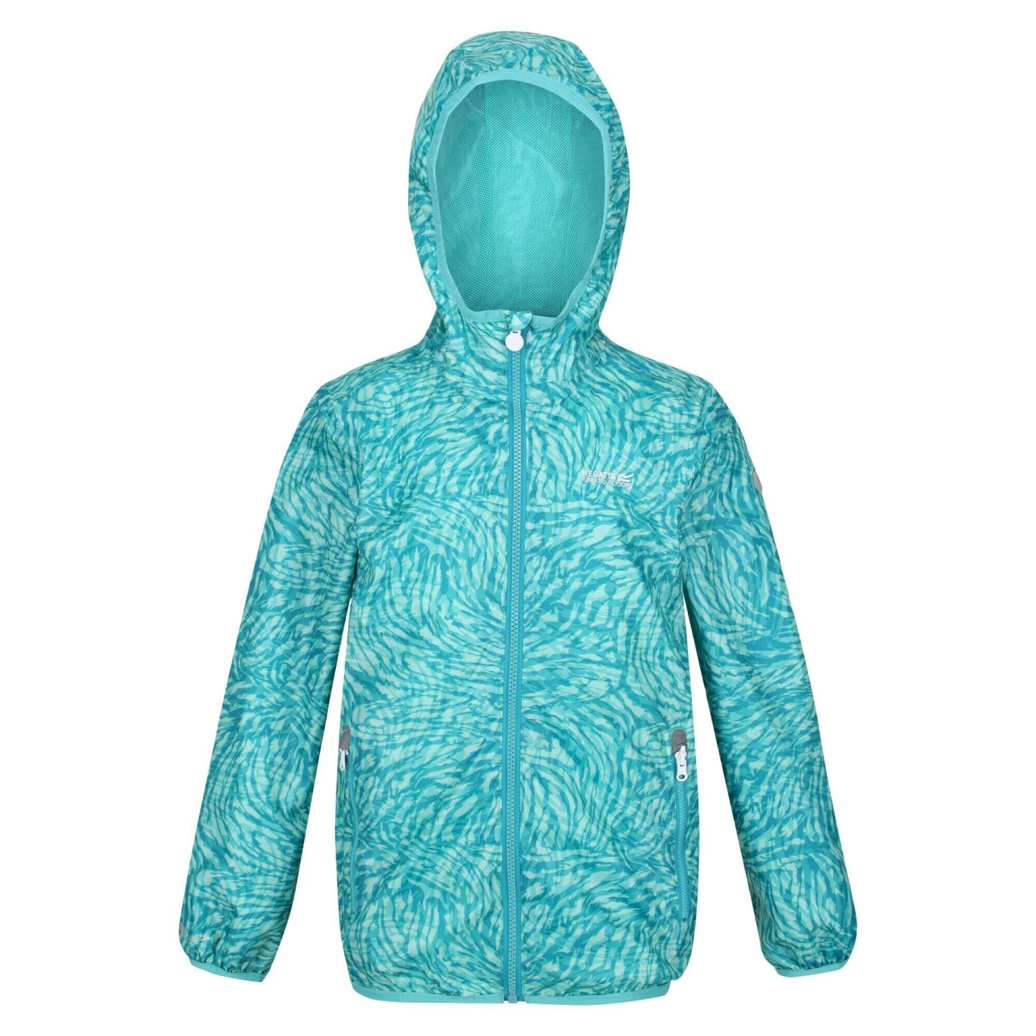 Regatta Childrens/Kids Lever Animal Print Packaway Waterproof Jacket (Neon Peach) - Image 10