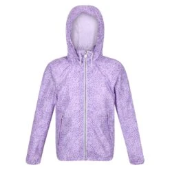 Regatta Girls Catkin Animal Print Waterproof Jacket (Pastel/Lilac)