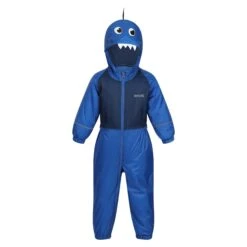 Regatta Childrens/Kids Mudplay III Hooded Rainsuit (Nautical Blue)
