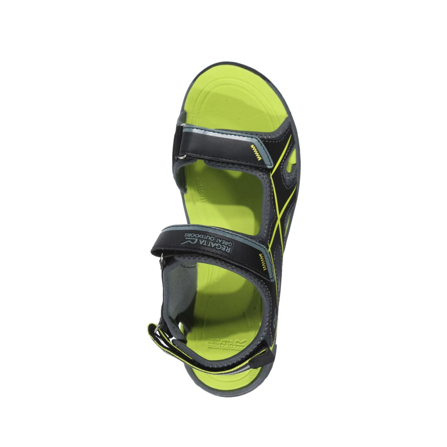 Regatta Mens Kota Drift Open Toe Sandals (Black/Bright Kiwi) - Image 4
