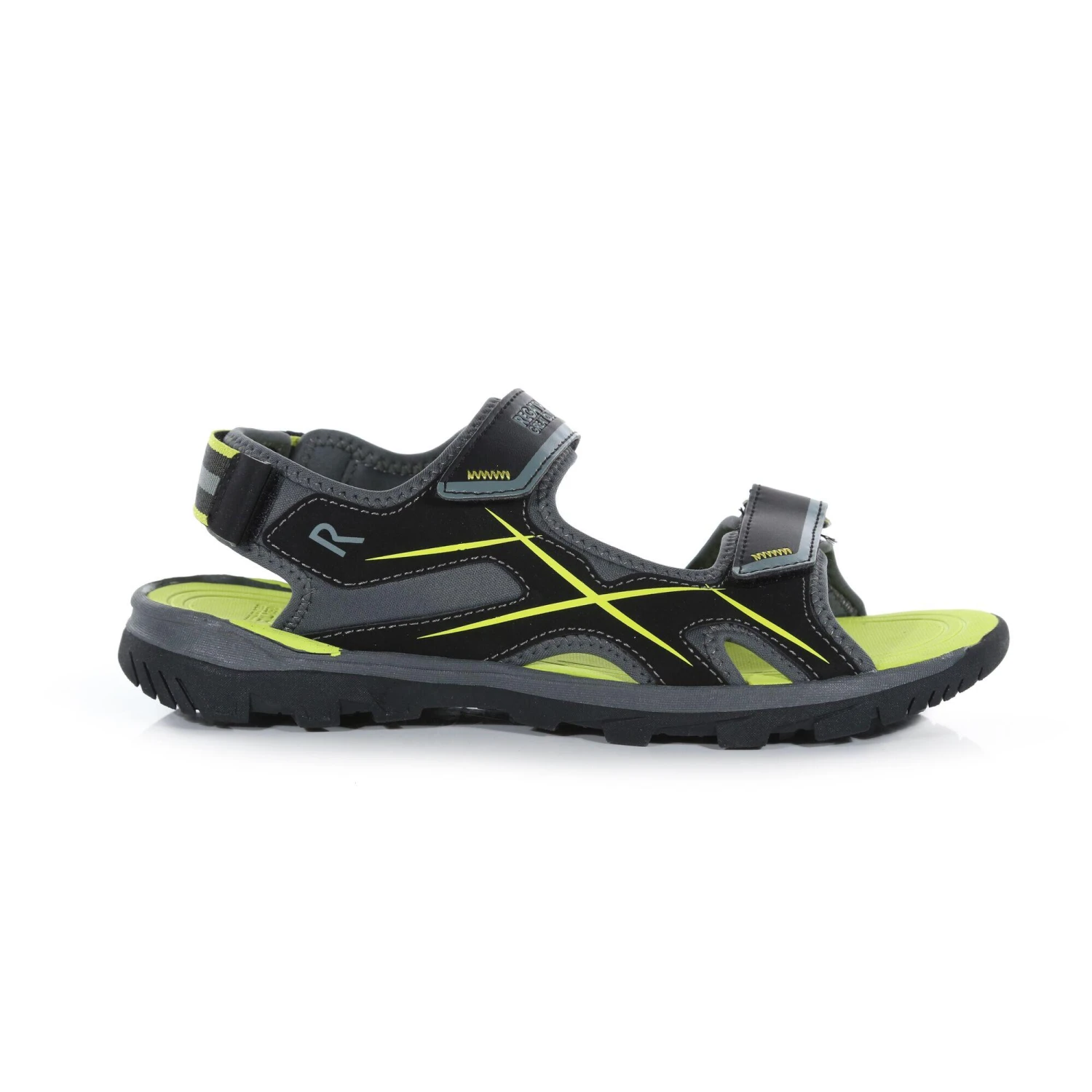 Regatta Mens Kota Drift Open Toe Sandals (Black/Bright Kiwi) - Image 3