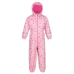 Regatta Childrens/Kids Printed Splat II Hooded Rainsuit (Sweet Lilac)
